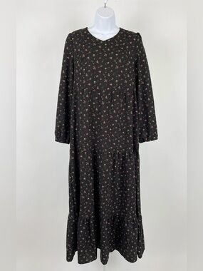 Cottagecore Navy Drop Waist Maxi Dress
